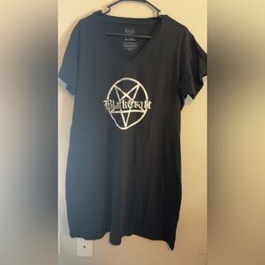 Blackcraft Black V-Neck Graphic T shirt dress with White Pentagram Logo